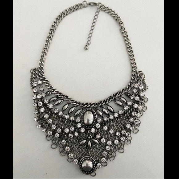 Multi layer boho silver statement necklace - Picture 1 of 3